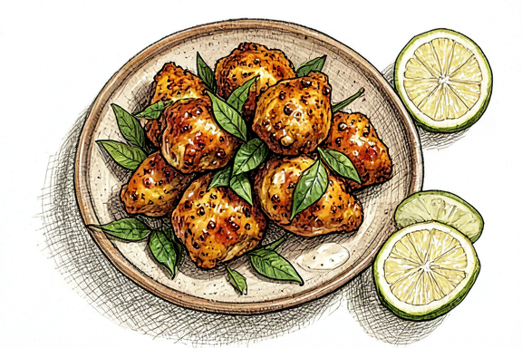Frango 65 com Folhas de Caril na Air Fryer