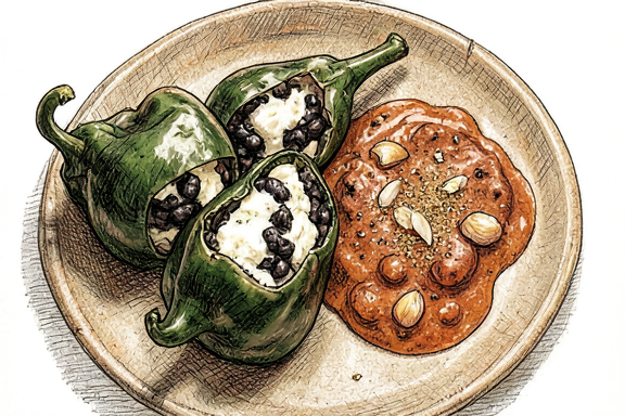 Chiles Rellenos na Air Fryer com Molho de Tomate
