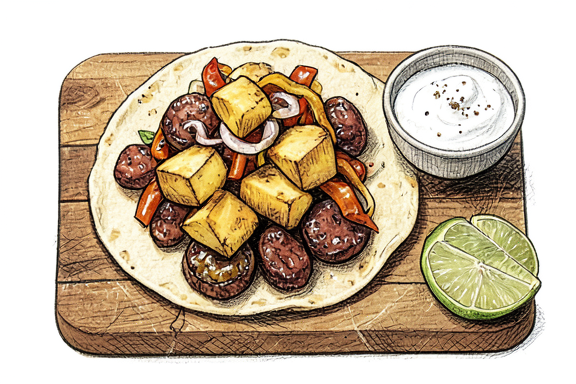 Tacos de Chouriço e Batata na Air Fryer