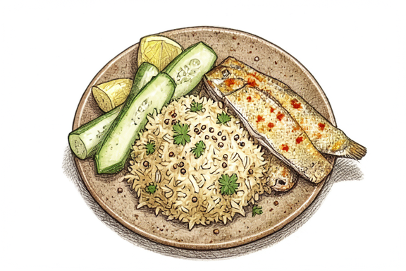 Peixe Amritsari na Air Fryer com Arroz de Limão