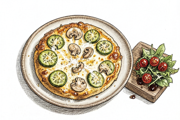 Frittata de Cogumelos e Curgete na Air Fryer com Salada de Acompanhamento
