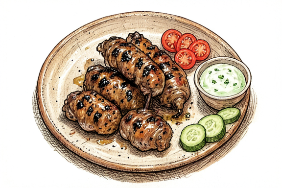 Seekh Kebab de Cordeiro na Air Fryer com Iogurte de Hortelã