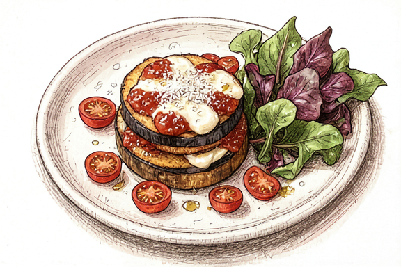 Beringela à Parmigiana na Air Fryer com Salada Mista