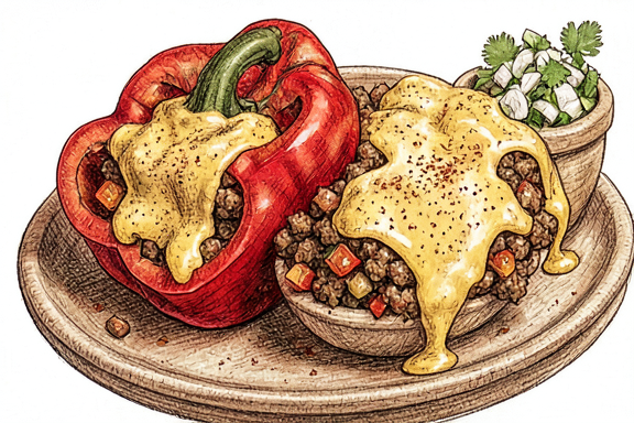 Pimentos Recheados com Picadillo na Air Fryer