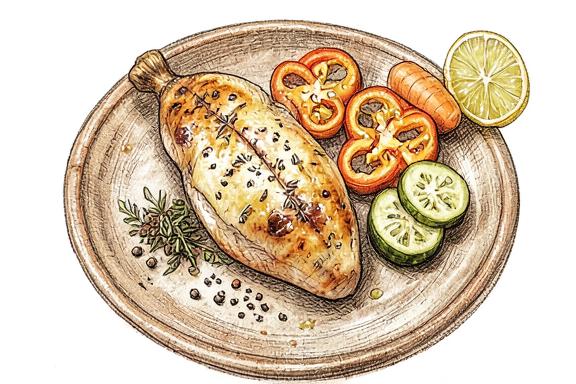 Peito de Frango na Air Fryer com Legumes de Limão e Orégãos