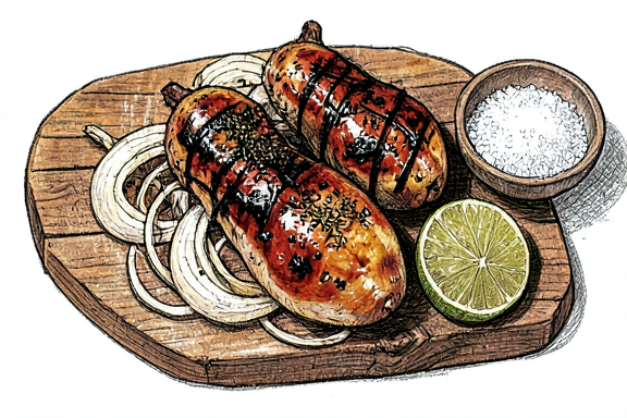 Pollo Asado na Air Fryer com Cebolas Grelhadas