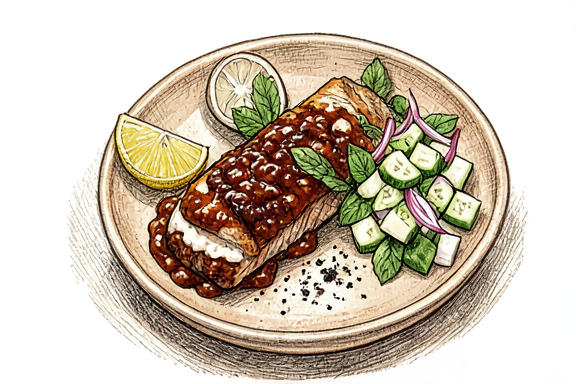 Salmon Tikka na Air Fryer com Salada de Pepino