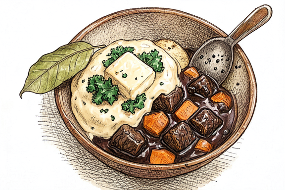 Beef and Guinness Stew with Champ (Colcannon Mashed Potatoes)