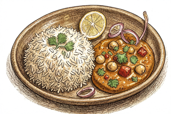 Chana Masala com Arroz Basmati