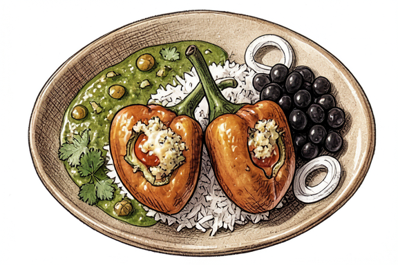 Chiles Rellenos com Salsa Verde