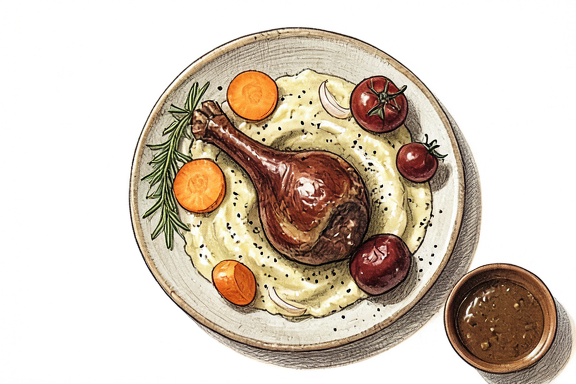Coelho à Caçadora com Puré de Batata com Azeite