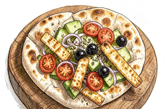 Dakos Cretense com Halloumi Frito no Air Fryer