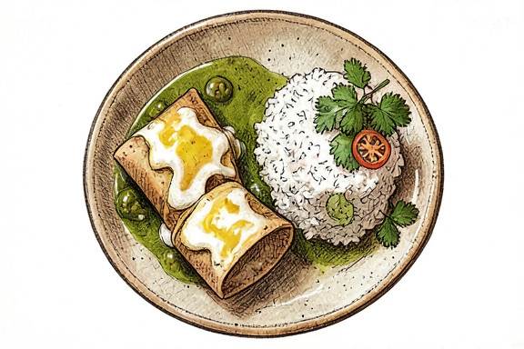 Enchiladas Suizas com Arroz