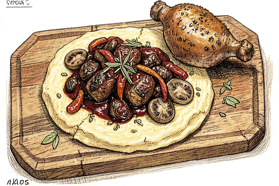 Frango à Cacciatora com Polenta