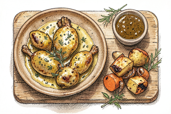 Lapin à la Moutarde com Batatas Assadas