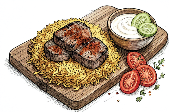 Shawarma de Vaca com Arroz