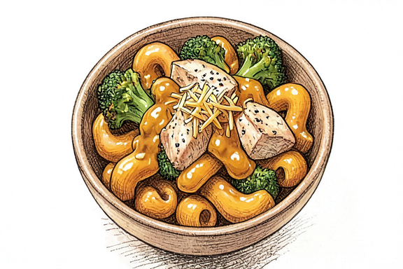 Macarrão com Queijo, Brócolos e Frango