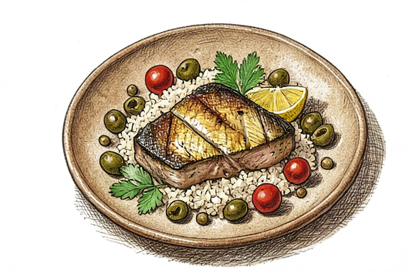 Pesce Spada alla Siciliana com Cuscuz