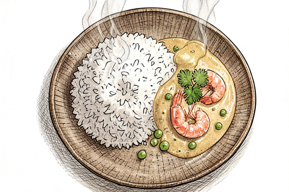 Prawn Malai Curry com Arroz
