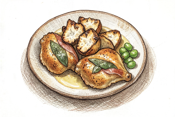 Saltimbocca alla Romana com Batatas Assadas