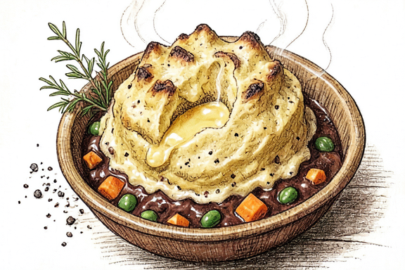 Pastel de Pastor com Carne de Borrego e Cobertura de Puré de Batata