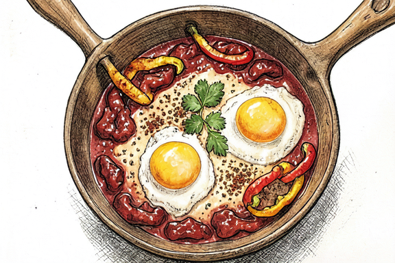 Shakshuka de Ovos Tunisina com Pimentos Fritos no Air Fryer